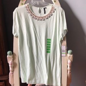 MIK Embellished green t shirt